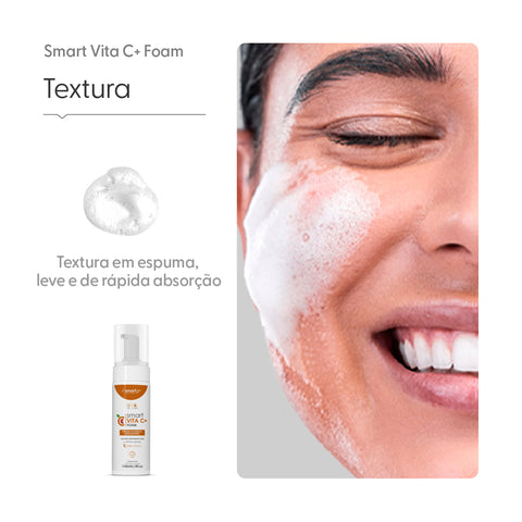 Smart Vita C+ Foam, Espuma de Limpeza, 150 ml — embalagem do produto, Smart GR