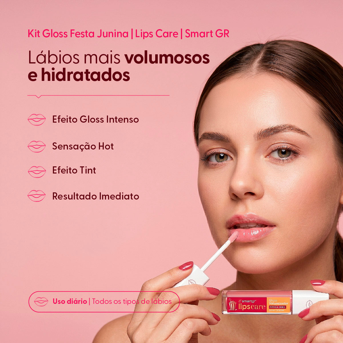 Smart Kit Lips Care, Plump Gloss, Festa Junina — embalagem do produto, Smart GR