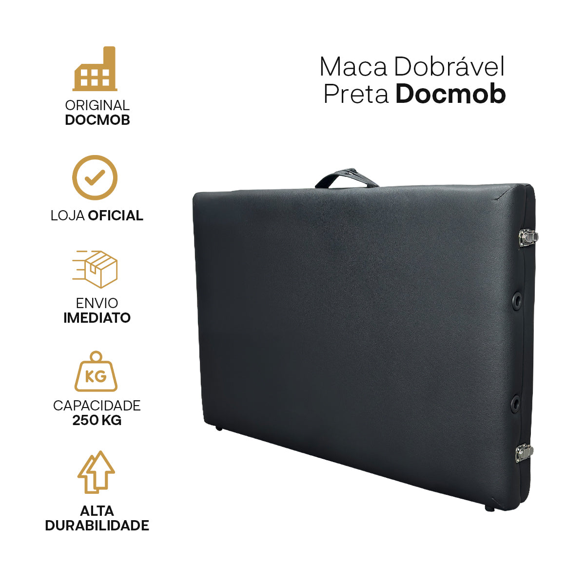 Maca Dobrável Portátil Preta — especificações técnicas do produto, Docmob, Smart GR