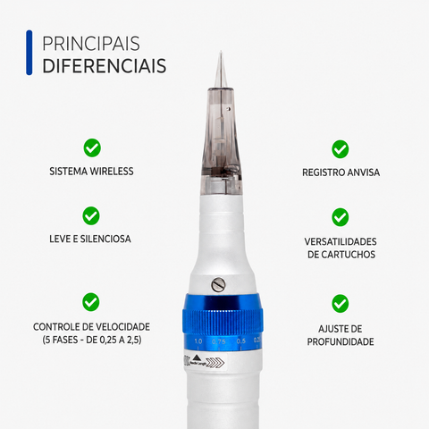 Smart Pen, Caneta de Microagulhamento Elétrico — ajuste de profundidade, Smart GR